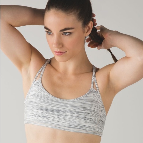 Lululemon Lighten Up Bra SpaceDye Camo WhiteSilver Spoon/Apex Stripe Black White - Picture 3 of 9